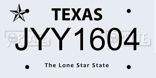 JYY1604 Texas License Plate