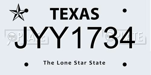 JYY1734 Texas License Plate