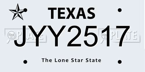 JYY2517 Texas License Plate