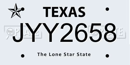 JYY2658 Texas License Plate