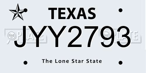 JYY2793 Texas License Plate