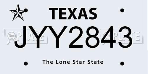 JYY2843 Texas License Plate