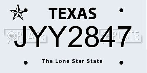 JYY2847 Texas License Plate