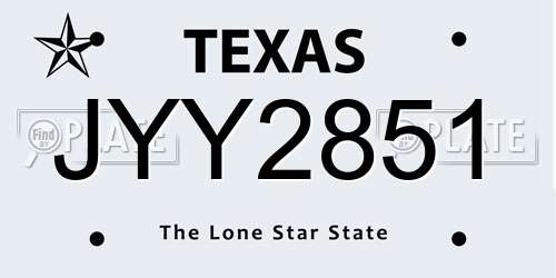 JYY2851 Texas License Plate