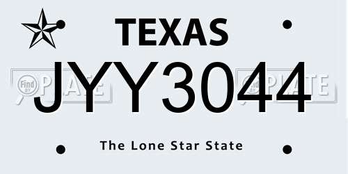 JYY3044 Texas License Plate