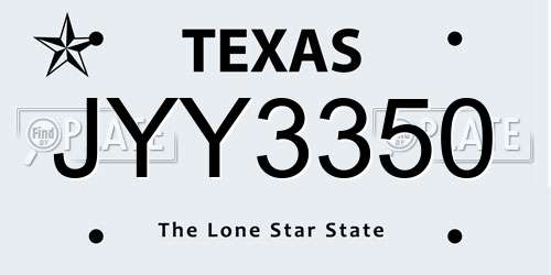 JYY3350 Texas License Plate