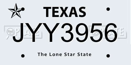 JYY3956 Texas License Plate