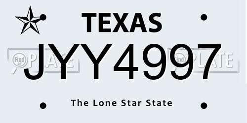 JYY4997 Texas License Plate