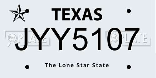 JYY5107 Texas License Plate
