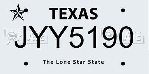 JYY5190 Texas License Plate