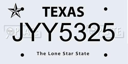 JYY5325 Texas License Plate