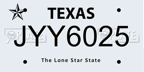 JYY6025 Texas License Plate