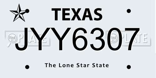 JYY6307 Texas License Plate