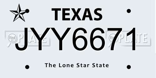 JYY6671 Texas License Plate