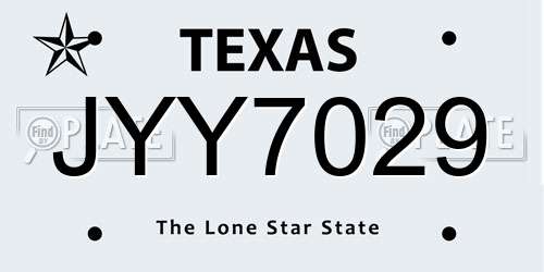 JYY7029 Texas License Plate