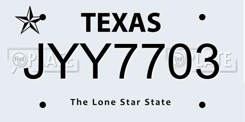 JYY7703 Texas License Plate