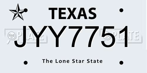 JYY7751 Texas License Plate