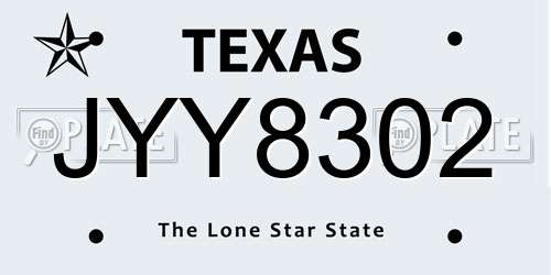 JYY8302 Texas License Plate