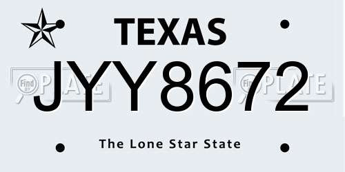 JYY8672 Texas License Plate