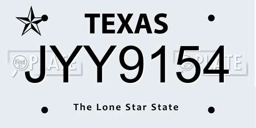 JYY9154 Texas License Plate