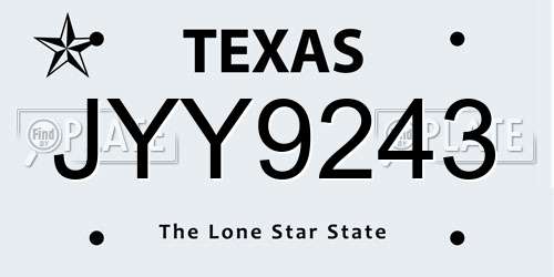 JYY9243 Texas License Plate