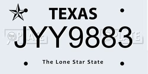 JYY9883 Texas License Plate
