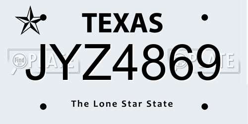 JYZ4869 Texas License Plate