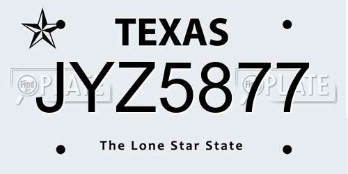 JYZ5877 Texas License Plate
