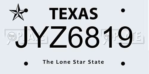 JYZ6819 Texas License Plate