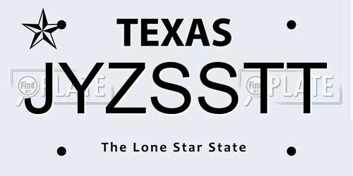 JYZSSTT Texas License Plate