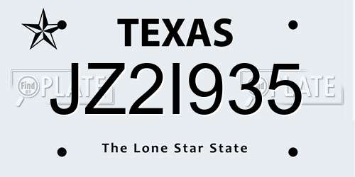 JZ2I935 Texas License Plate