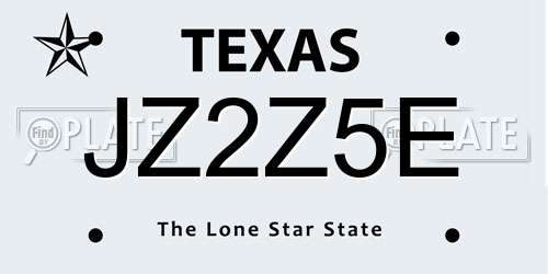 JZ2Z5E Texas License Plate