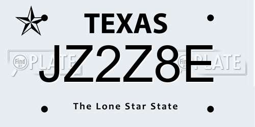 JZ2Z8E Texas License Plate