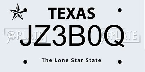 JZ3B0Q Texas License Plate