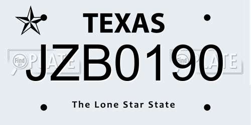 JZB0190 Texas License Plate