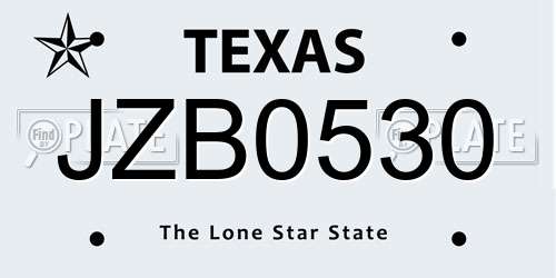 JZB0530 Texas License Plate