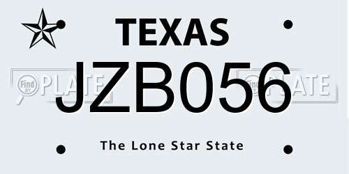 JZB056 Texas License Plate