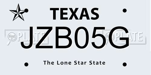 JZB05G Texas License Plate