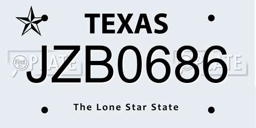 JZB0686 Texas License Plate
