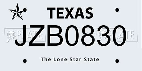 JZB0830 Texas License Plate