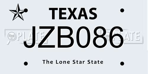JZB086 Texas License Plate