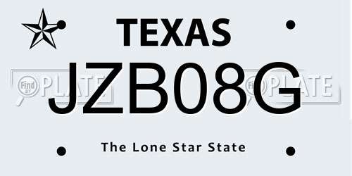 JZB08G Texas License Plate