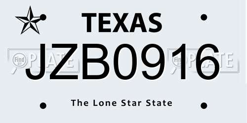 JZB0916 Texas License Plate