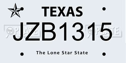 JZB1315 Texas License Plate