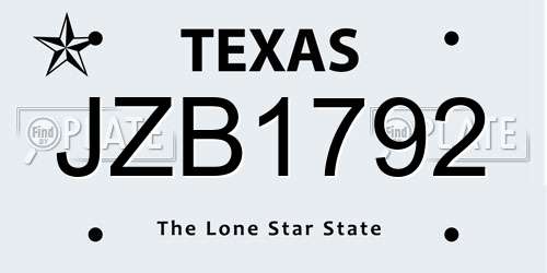 JZB1792 Texas License Plate