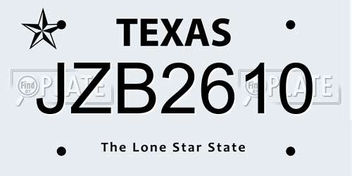 JZB2610 Texas License Plate