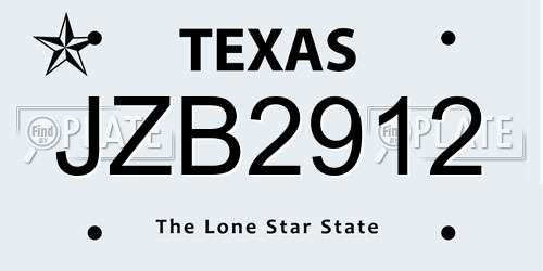 JZB2912 Texas License Plate
