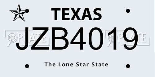 JZB4019 Texas License Plate