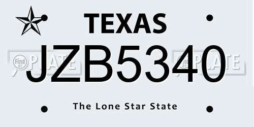 JZB5340 Texas License Plate