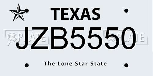 JZB5550 Texas License Plate